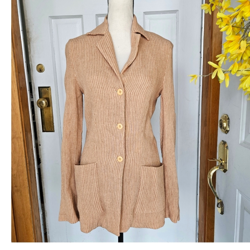 Industria (Made in Italy) Linen-blend Corduroy Blazer, Size 40 IT/ 4 US